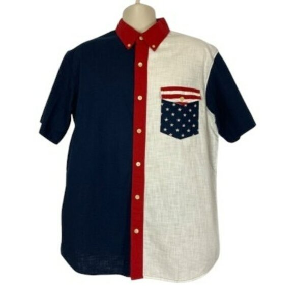 RedHead Men's American Flag Short Sleeve Shirt Size 2XL Red White Blue - Picture 8 of 8